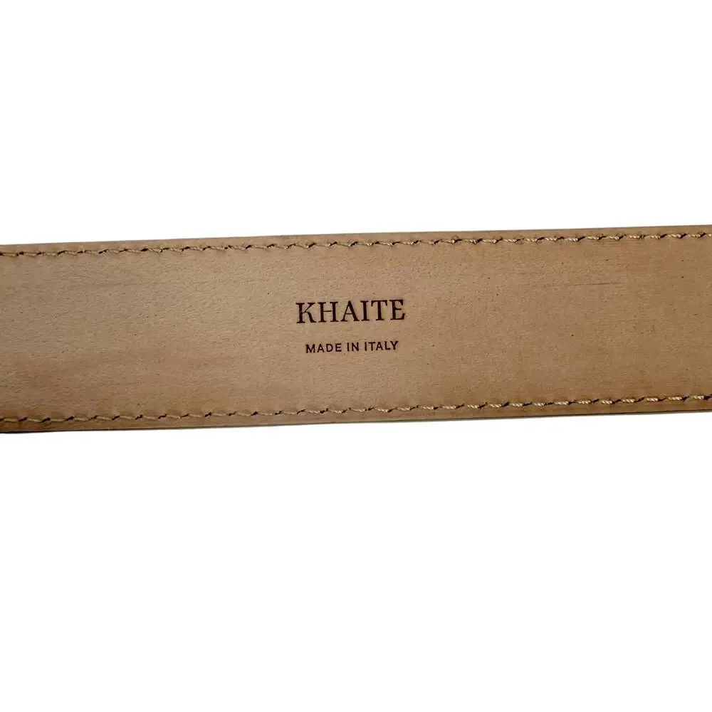 Khaite Lucca Leather Belt Solid Brass Buckle Dark Ivory Size 90/36